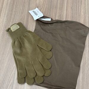 USGI Army Lightweight CW Glove Insert Med/Lg Brown & Gaiter Neck Brown Bundle